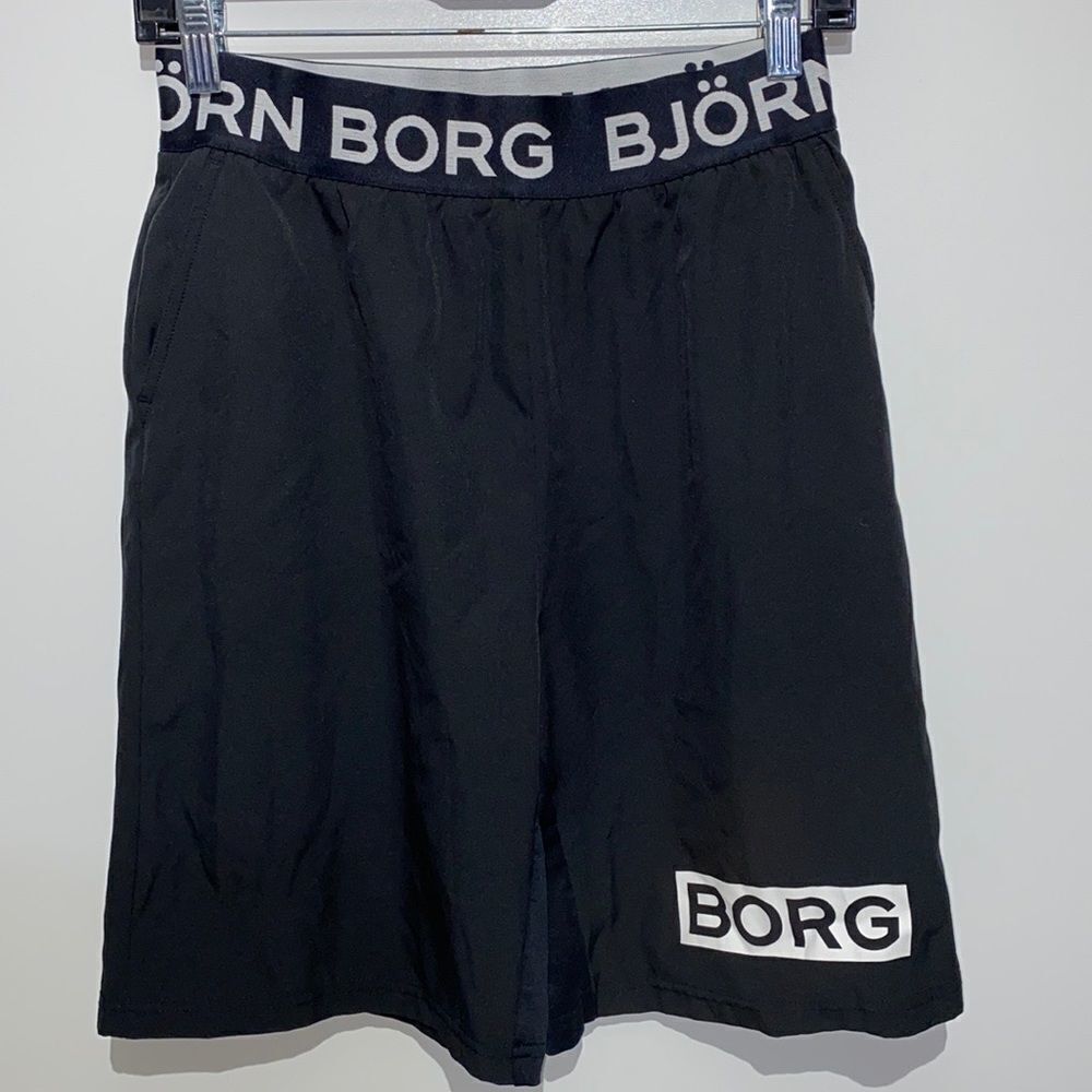 Bjorn Borg Men's Black White Hydro-Pro Elastic Waistline Athletic Shorts Medium